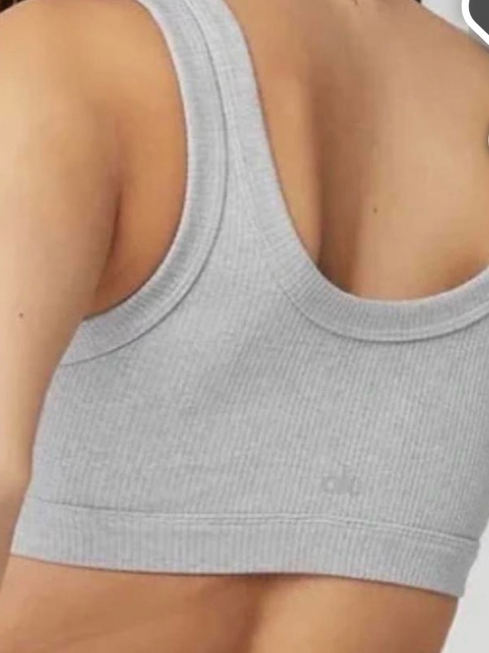 Alo Light Gray Ribbed Scoop Neck Bralette - Women Intimates